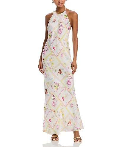 LoveShackFancy Brynthe Floral Halterneck Maxi Dress