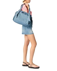 Denim Shorts with Braided Trim Blue