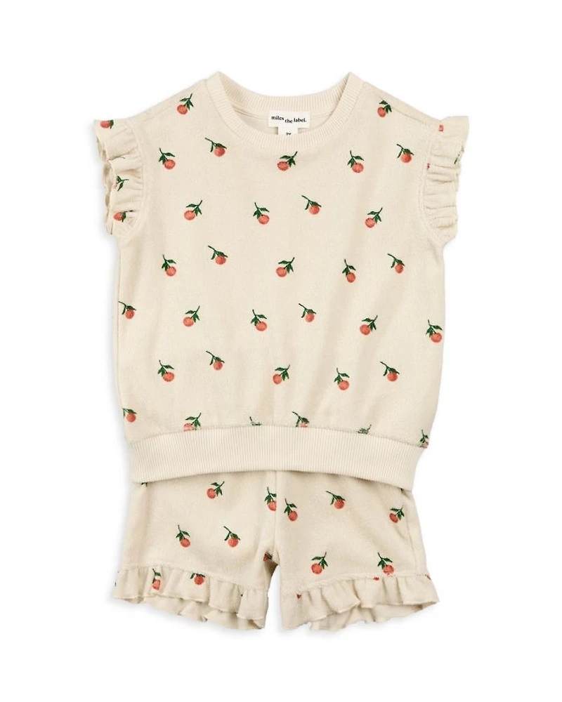 Girls' Fruit Print Terry Short Sleeved Top & Shorts Set - Baby