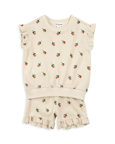 Girls' Fruit Print Terry Short Sleeved Top & Shorts Set - Baby