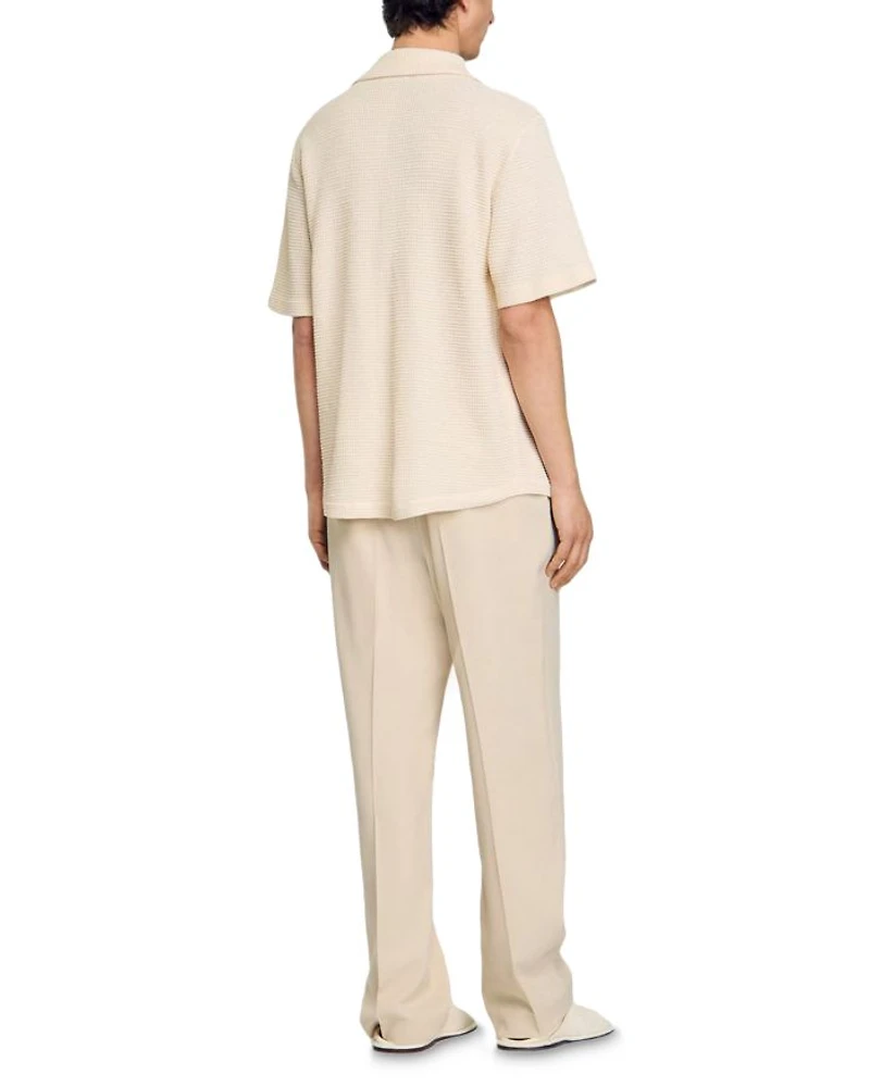Waffled Oversized Fit Button Down Shirt