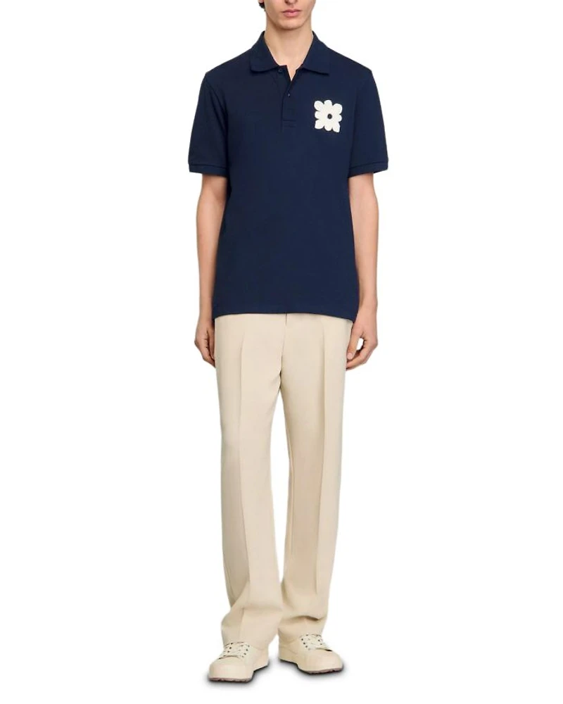 Polo Shirt With Flower Patch