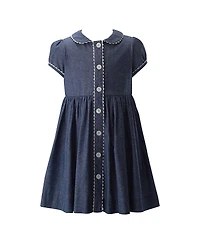 Rachel Riley Girls' Chambray Button-Front Dress - Little Kid, Big Kid