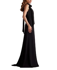 Sims Taffeta Shoulder Bow Halter Gown