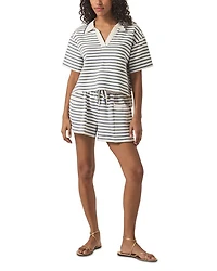 Cassie Terry Striped Polo Top