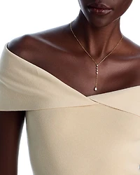 Moon & Meadow 14K Yellow Gold Lab Grown Diamond Round & Pear Cut Lariat Necklace, 16"