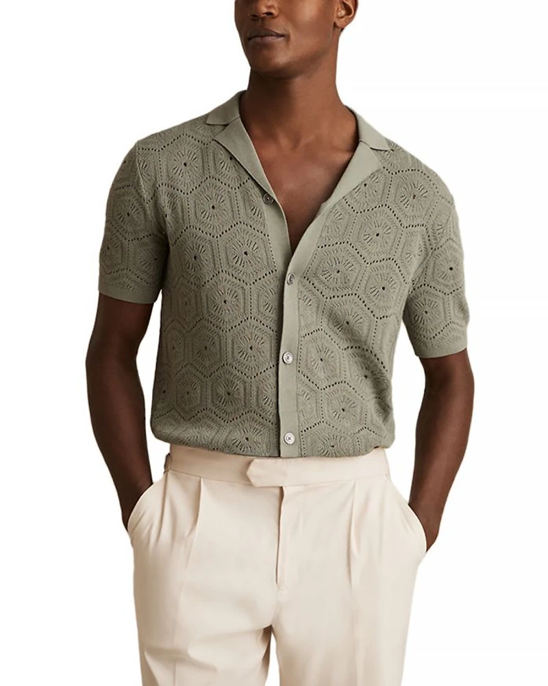 Royce Short Sleeve Cuban Hexagon Pointelle Shirt