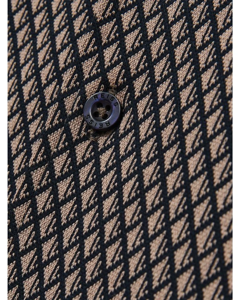 Drakes Short Sleeve Jacquard Cuban Shirt