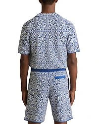 River Short Sleeve Cuban Moroccan Tile Print Shirt