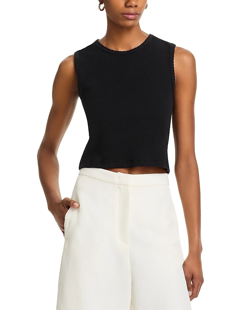 Leset Pointelle Sleeveless Crewneck Top