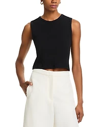 Leset Pointelle Sleeveless Crewneck Top
