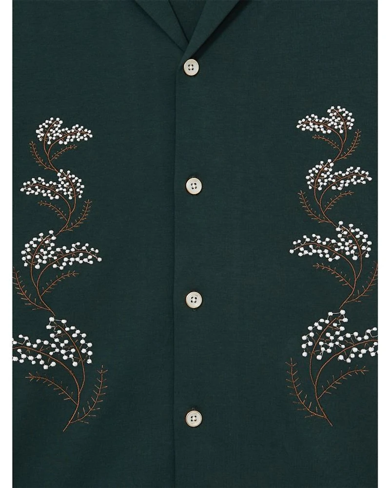 Goya Short Sleeve Floral Embroidered Cuban Shirt