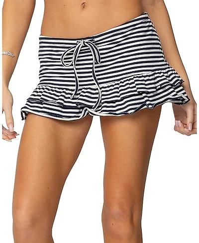 Edikted Avia Ruffle Striped Mini Skort