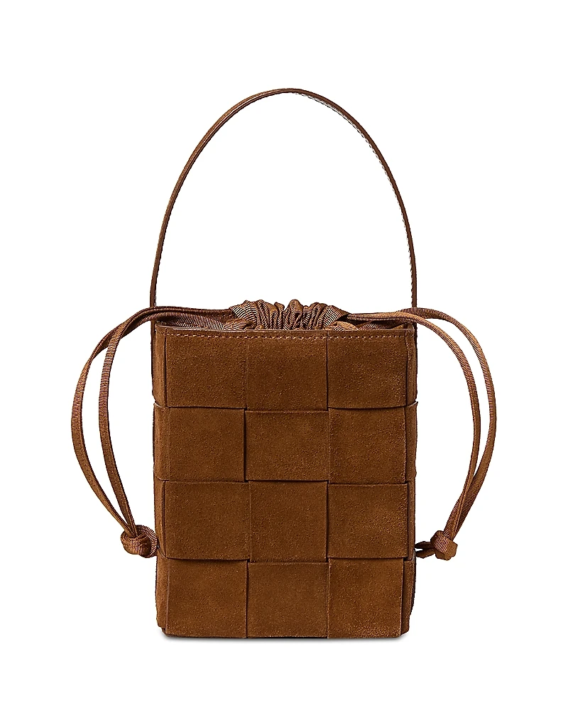 Loeffler Randall Laith Wide Woven Suede Top Handle Bag