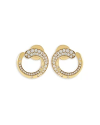 18K Yellow Gold Like Collection Spiral Hoop Earrings with Diamond Pavé, 0.74 tcw