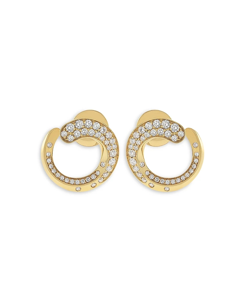 Crivelli 18K Yellow Gold Like Collection Spiral Hoop Earrings with Diamond Pave, 0.74 tcw