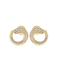 Crivelli 18K Yellow Gold Like Collection Spiral Hoop Earrings with Diamond Pave, 0.74 tcw