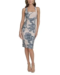 Floral Square Neck Sheath Dress
