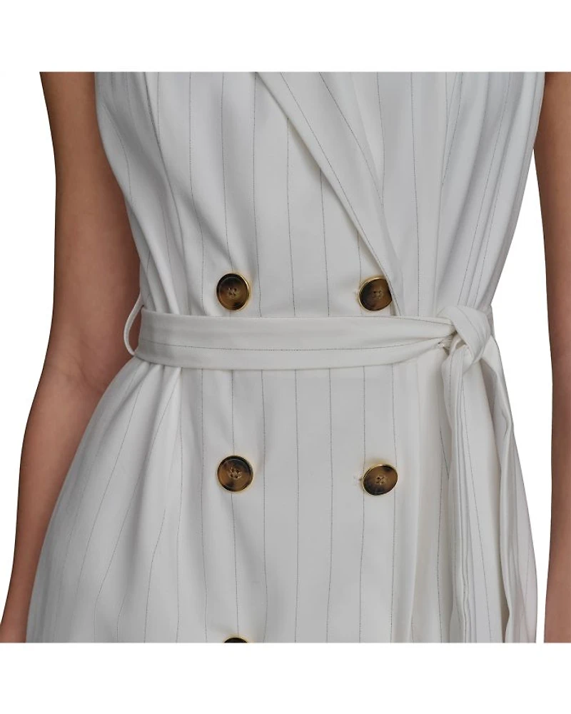 Pinstripe Belted Jacket Dress
