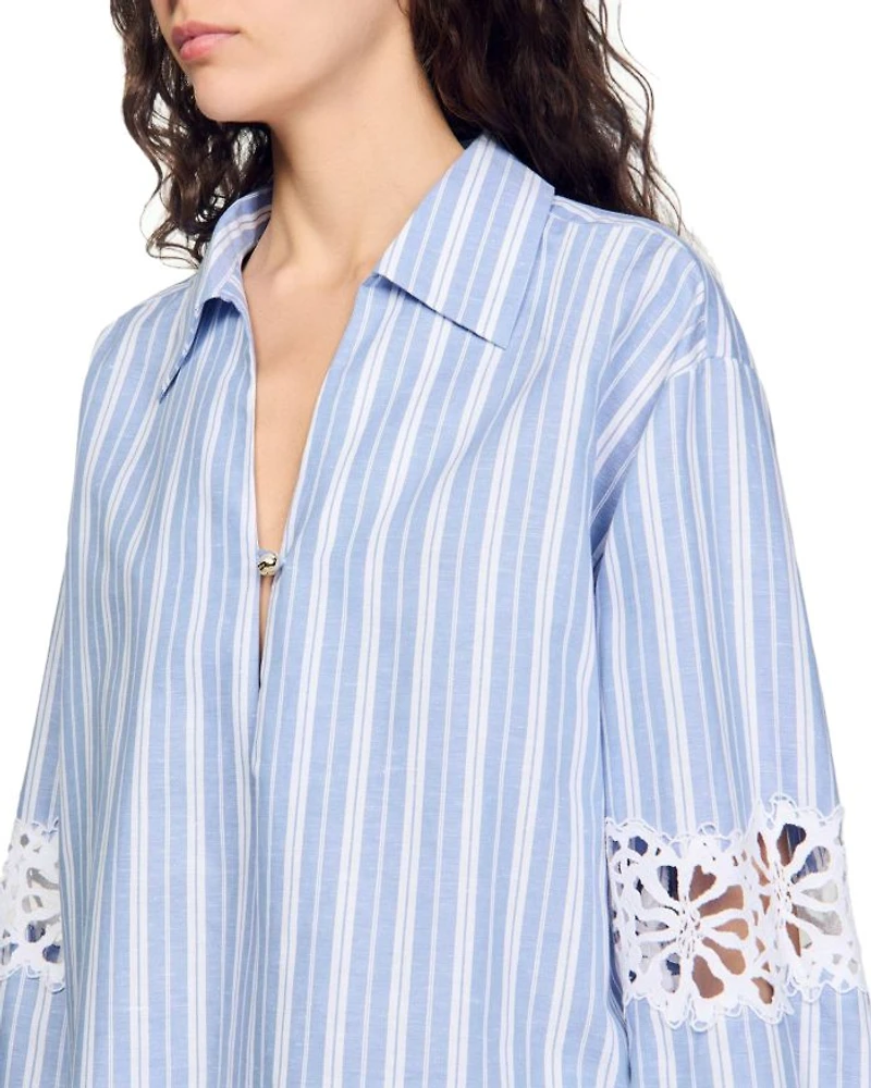 Lace Trim Popover Shirt