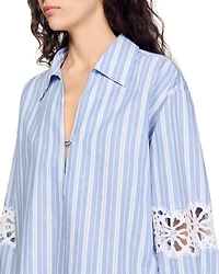 Lace Trim Popover Shirt