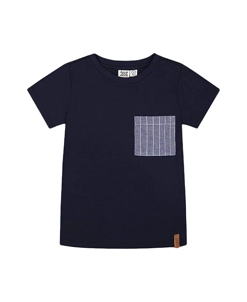Deux par Deux Boys' Short Sleeve Tee with Pocket - Little Kid