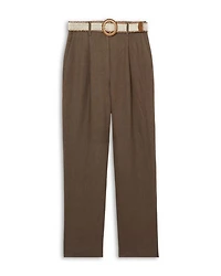 Linen Belted Tapered Leg Pants