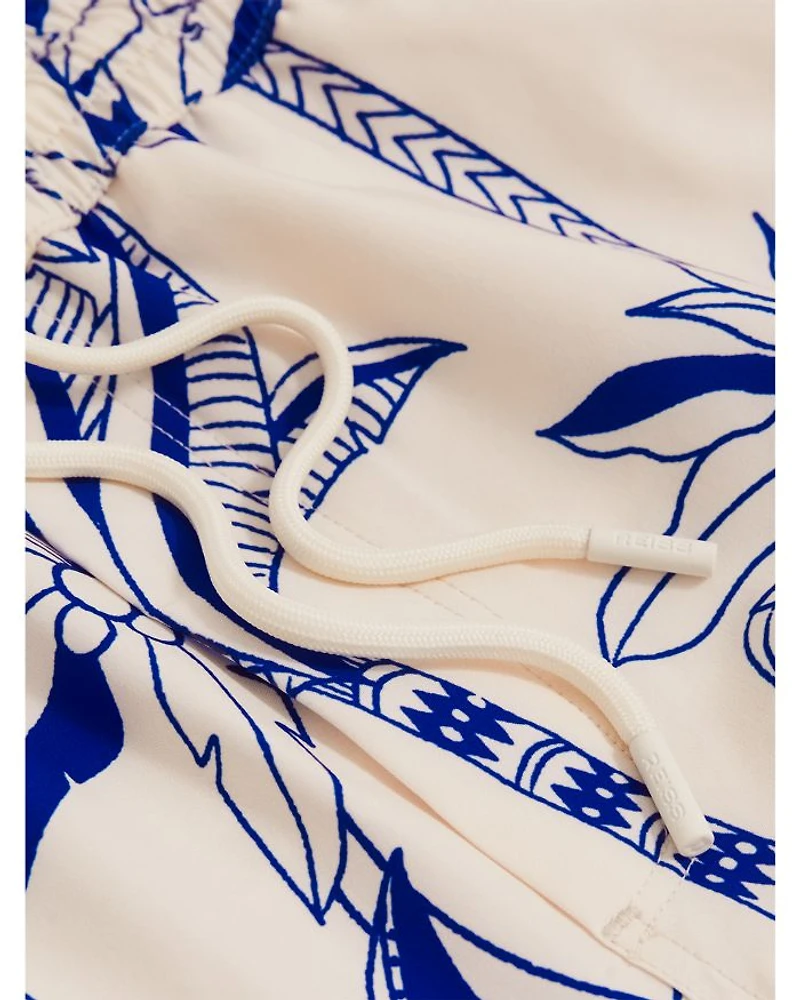 Abstract Leaf Print Swim Shorts