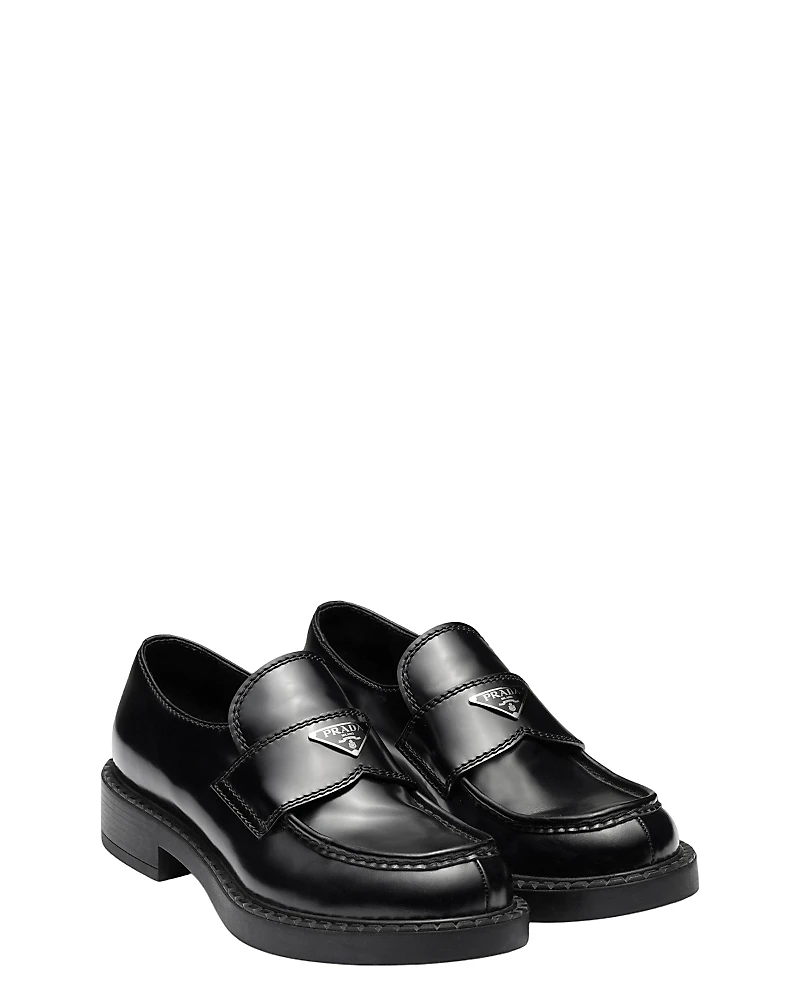 Prada Men's Chocolate Brushed Leather Loafers