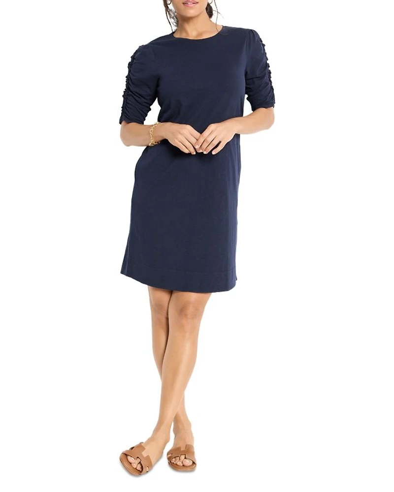 Ruched Elbow Sleeve Dress