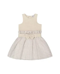 Deux par Deux Girls' Bi-Material Belted Dress - Little Kid