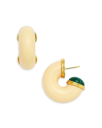 Kenneth Jay Lane Malachite Hoop Earrings