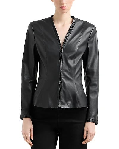 Emporio Armani Nappa Leather Slim Fit Jacket