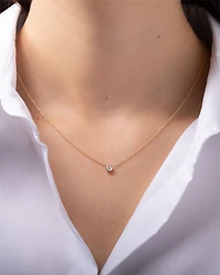 14K Yellow Gold Diamond Bezel Fine Link Pendant Necklace, 16-18"