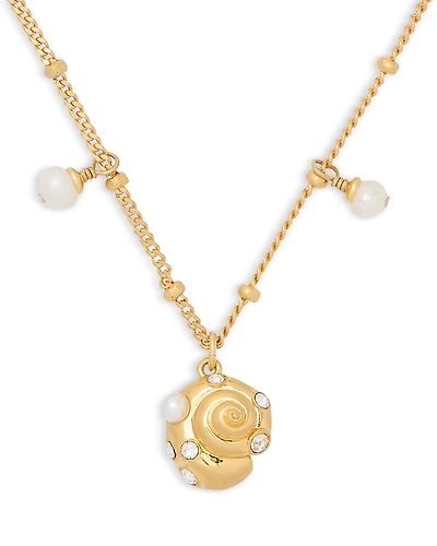 kate spade new york Beachside Freshwater & Imitation Pearl Dangle & Shell Pendant Necklace, 16-19