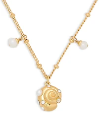 kate spade new york Beachside Freshwater & Imitation Pearl Dangle & Shell Pendant Necklace, 16-19