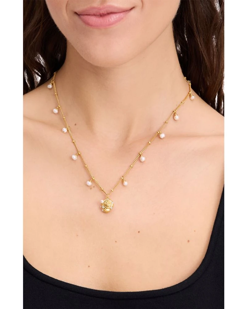 Beachside Freshwater & Imitation Pearl Dangle & Shell Pendant Necklace, 16-19"