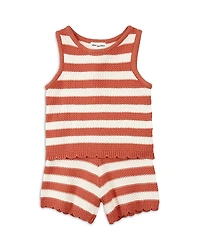 Miles The Label Girls' Striped Crochet Knit Shorts Set - Little Kid