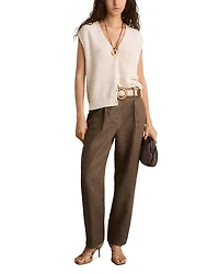 Petites Beau Belted Linen Pants