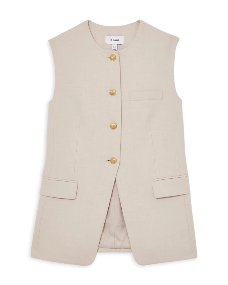 Athena High Neck Long Line Waistcoat