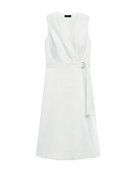 Sleeveless Linen Blend A-line Wrap Dress
