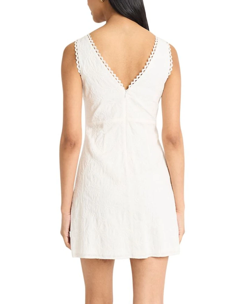 V Neck Crochet Trim Mini Dress