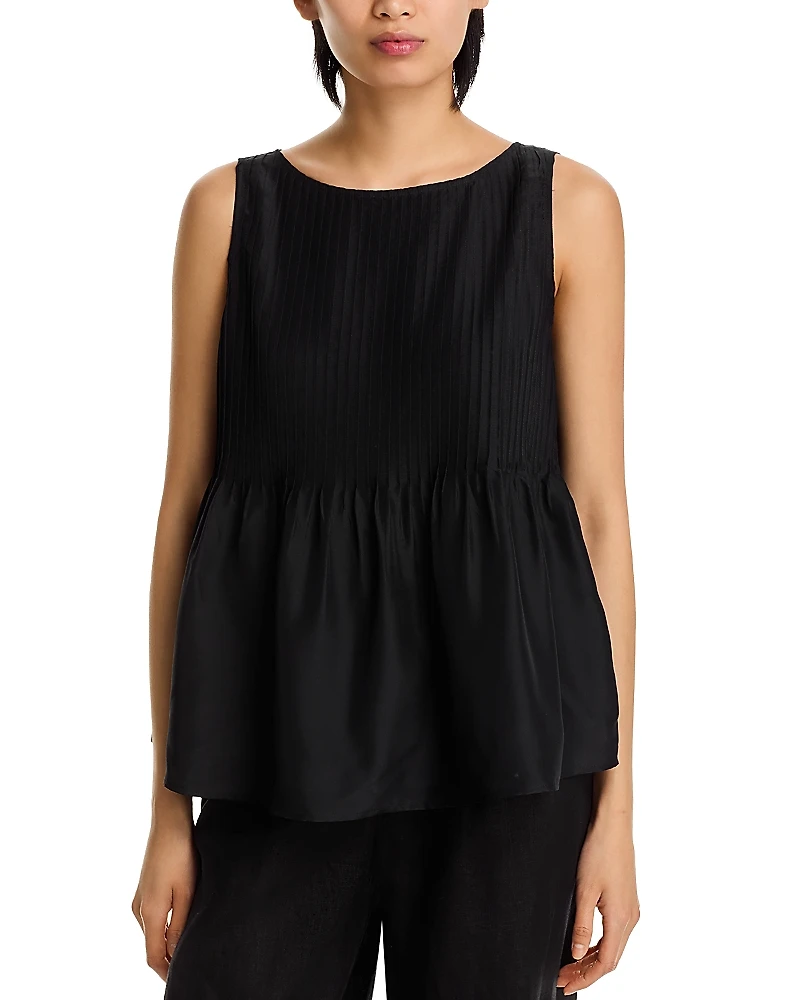Eileen Fisher Boat Neck Silk Shell Top