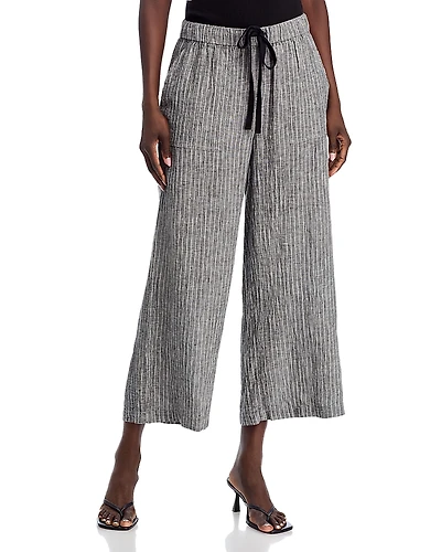 Eileen Fisher Petites Linen Wide Leg Cropped Pants