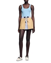 Short Dual Material Skirt