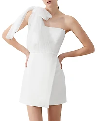 French Connection Whisper One Shoulder Tulle Bow Dress