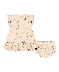 Deux par Girls' Printed Organic Cotton Dress and Bloomer Set - Baby
