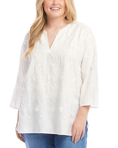 Karen Kane Three Quarter Sleeve Embroidered Tunic