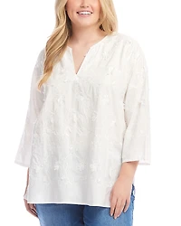 Karen Kane Three Quarter Sleeve Embroidered Tunic