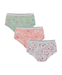 Deux par Girls' Printed Organic Cotton Short Underwear, Set of 3 - Little Kid, Big Kid